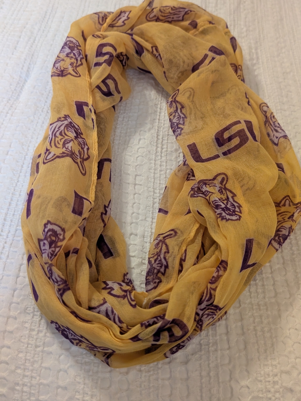 LSU Tiger Infinity Scarf - Gold and Purple